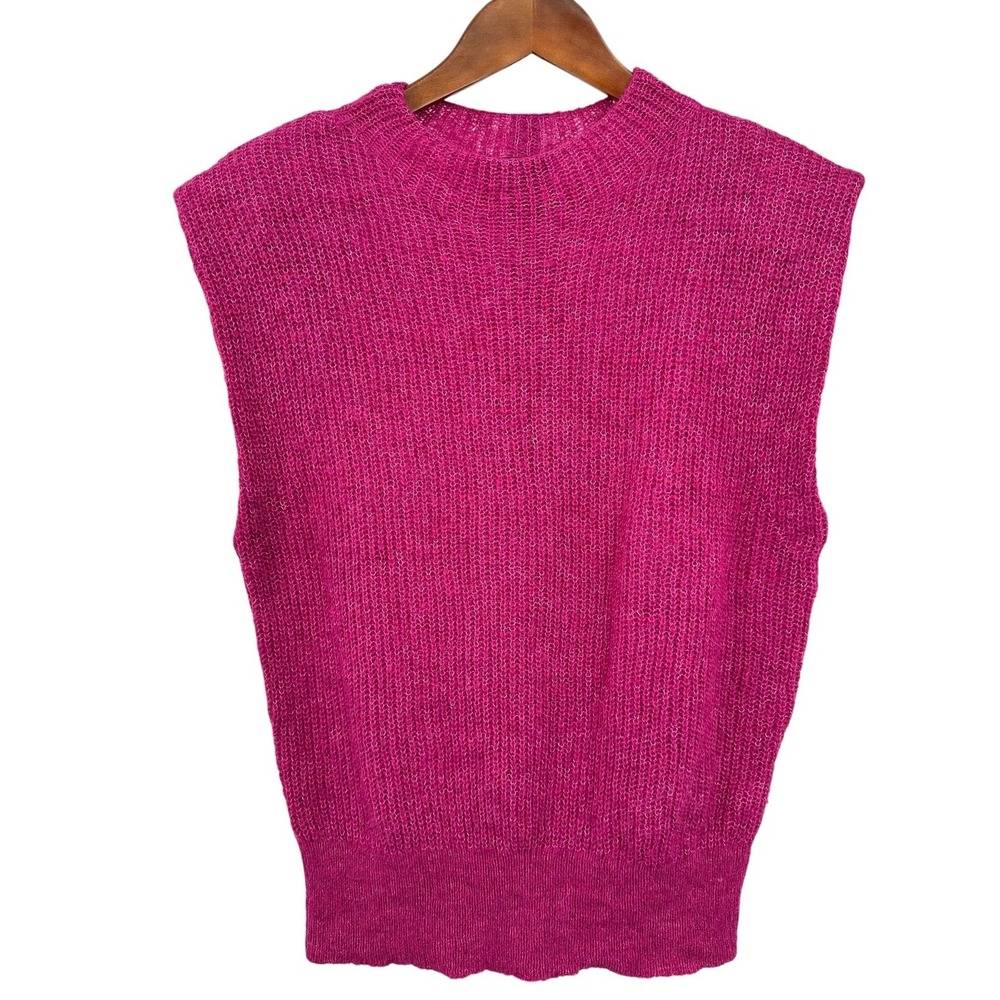 Banana Republic Sweater Vest Wool & Alpaca Blend Sleeveless Fuchsia Pink Medium
